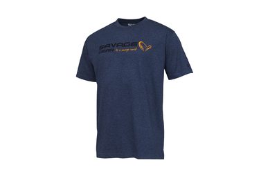 Savage Gear Triko Signature Logo T-shirt Blue Melange