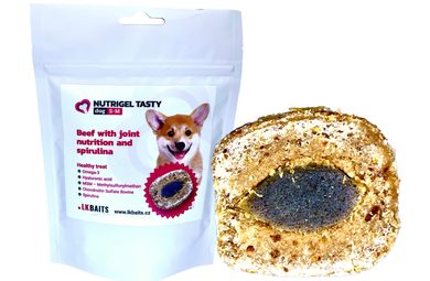 LK Baits Pet Maškrta Nutrigel Dog Hovädzie s kĺbovou výživou a spirulinou