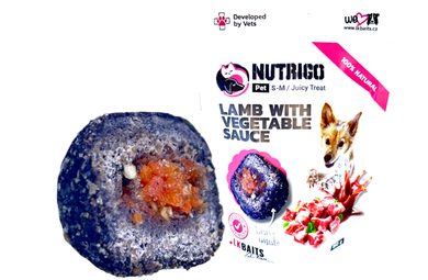 LK Baits Pet Pamlsek Nutrigo Dog Jehněčí se zeleninovou omáčkou