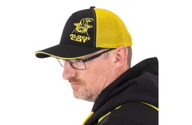 Black Cat Kšiltovka Black and Yellow Trucker Cap