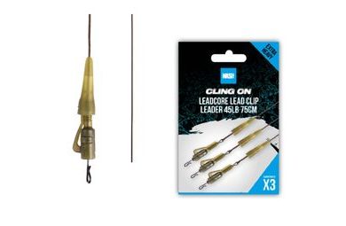 Nash Montáž Ready Tied Leadcore Lead Clip Leader 45lb 75cm 3ks