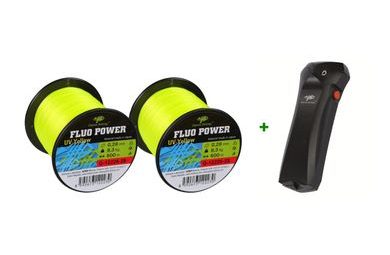 Giants fishing Vlasec Fluo Power UV-Yellow 0,35mm/11,8kg 600m 2ks + Odvíječ vlasce Line Stripper