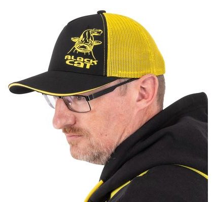 Black Cat Kšiltovka Black and Yellow Trucker Cap