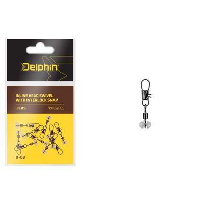 Delphin Karabinka s obratlíkom Inline Head Swivel s Interlockom 10ks