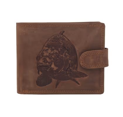 Mercucio Pánská peněženka Kapr hlava Embos světlehnědá