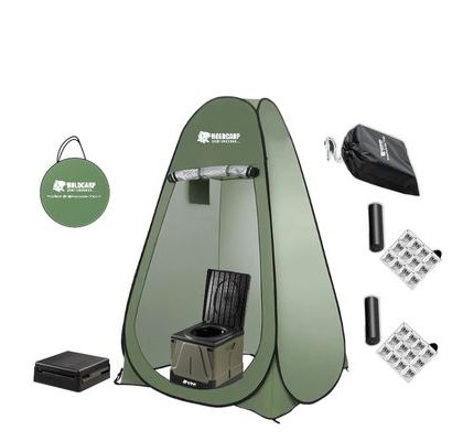 Holdcarp Set Skladacia prenosná toaleta Portable Toi BIG + Toilet & Shower Tent + Toi Gabrage Kit BIG