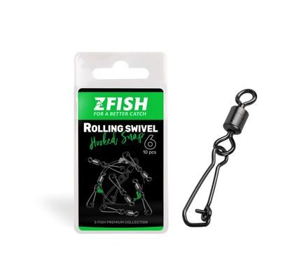 Zfish Obratlík s karabínkou Rolling Swivel & Hooked Snap 10 ks