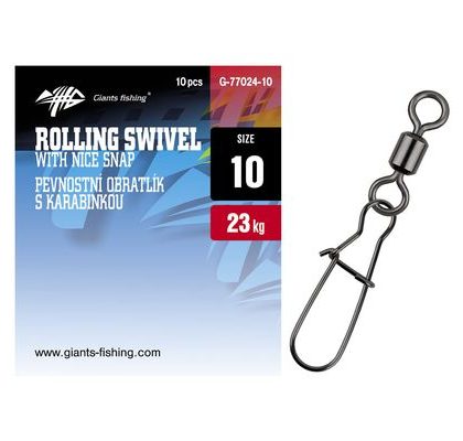 Giants fishing Pev. obratlík s karabínkou Rolling swivel with nice snap 10ks