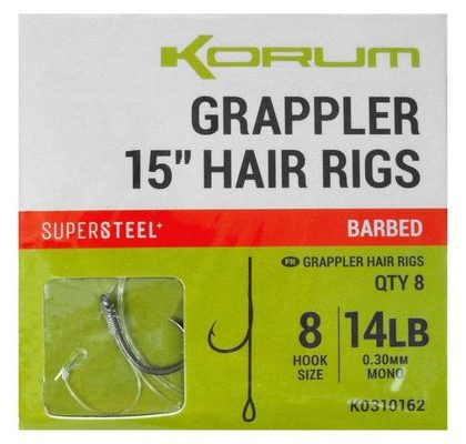 Korum Hotové nadväzce Grappler Hair Rigs 15" 8ks