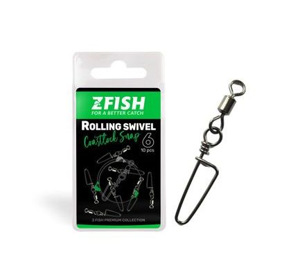 Zfish Obratlík s Karabínou Rolling Swivel & Coastlock Snap 10ks