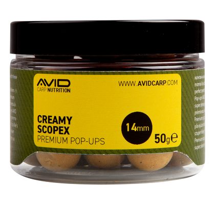 Avid Plávajúce boilies Premium Pop-Ups Creamy Scopex 14mm 50g