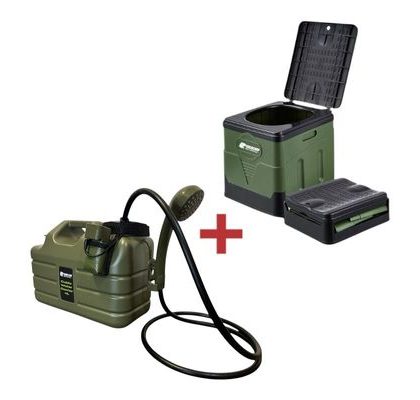 Holdcarp Hygienický Set Prenosné WC + Nabíjateľná Kempingová Sprcha 11L