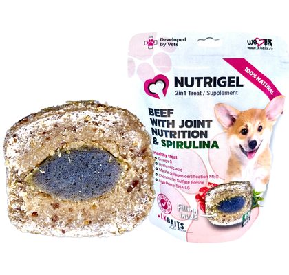 LK Baits Pet Pamlsek Nutrigel Dog Hovězí s kloubní výživou a spirulinou