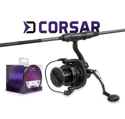 Delphin Kaprársky set CorsaBLACK Nero 3,6m 3lb 3diel + navijak CORZAR 8T + 0,30mm