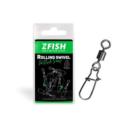 Zfish Obratlík s Karabínou Rolling Swivel & Fastlock Snap 10 ks
