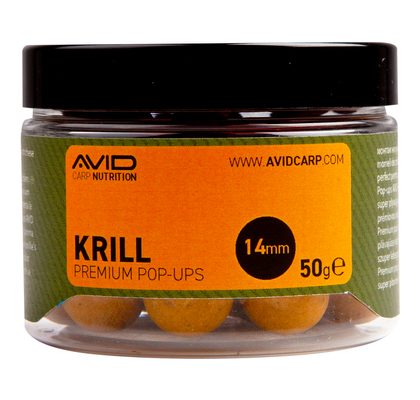 Avid Plovoucí boilie Premium Pop-Ups Krill 14mm 50g