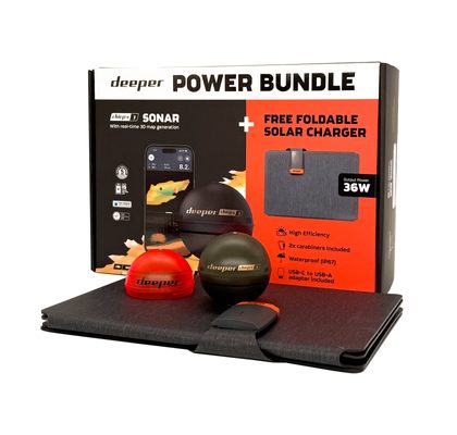 Deeper Nahazovací sonar Fishfinder CHIRP+ 3 Power Bundle se solární nabíječkou