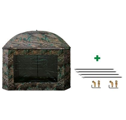 Suretti Deštník s bočnicí Full Cover 2man Camo 3,2m + set na podporu deštníku