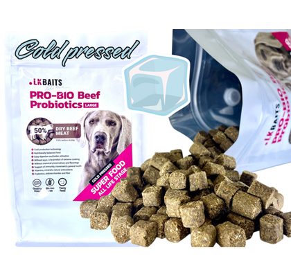 LK Baits Pet Hovězí granule PRO-BIO lisované za studena s Probiotiky 1kg
