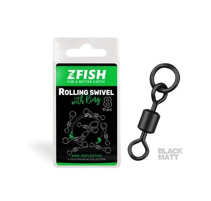 Zfish Obratlík Rolling Swivel s Krúžkom Black Matt veľ.8/26kg