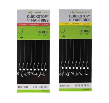 Korum Hotové Náväzce Big Fish Quickstop Hair Rigs Barbed 10cm