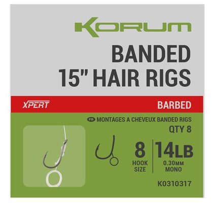 Korum Hotové nadväzce Banded Hair Rigs 15" 8ks