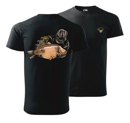 Giants fishing Tričko pánské černé Lysec s rybářem