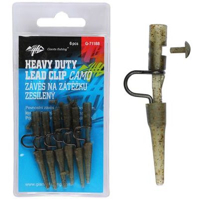 Giants fishing Záves na záťažku Heavy Duty Lead Clip with Pin Camo 6ks