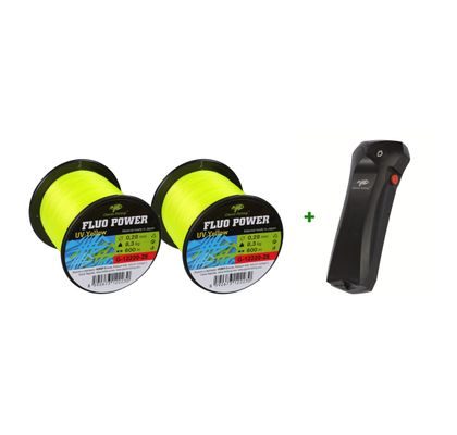 Giants fishing Vlasec Fluo Power UV-Yellow 0,26mm/7,1kg 600m 2ks + Odvíjač vlasce Line Stripper