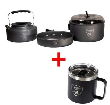 Giants fishing Akčná sada Súprava riadu s kanvičkou + Nerezový thermo hrnček 400ml