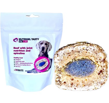 LK Baits Pet Maškrta Nutrigel Dog Hovädzie s kĺbovou výživou a spirulinou