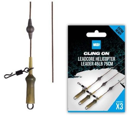 Nash Montáž Cling On Leadcore Helicopter Leader 75 cm 45 lb 3 ks