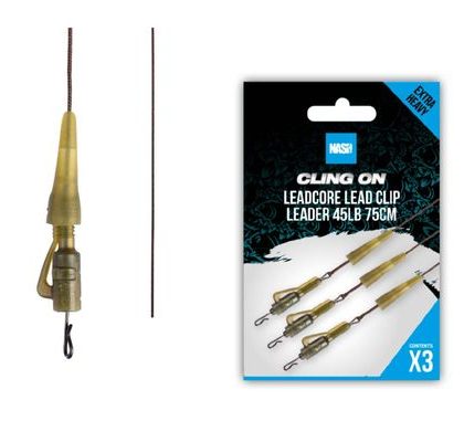 Nash Montáž Ready Tied Leadcore Lead Clip Leader 45lb 75cm 3ks