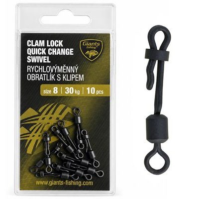 Giants fishing Rychlovýměnný obratlík s klipem Clam Lock Quick Change Swivel vel.8/30kg