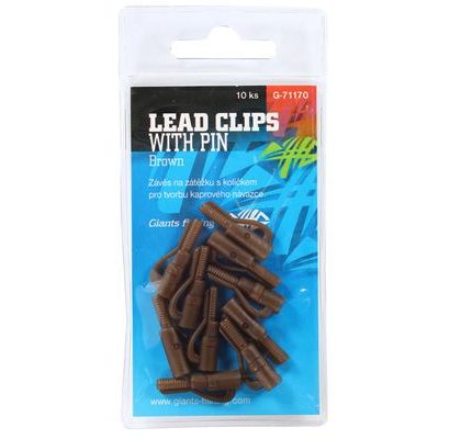 Giants Fishing Záves na bočné olovo Lead Clip with Pin Brown 10 ks