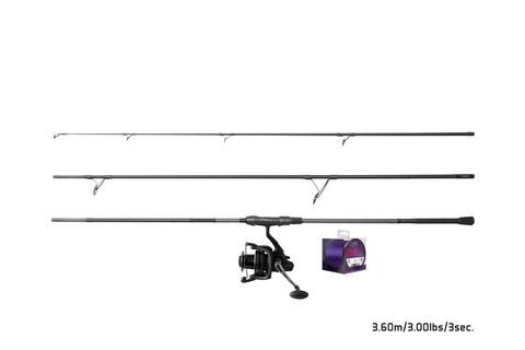 Delphin Kaprařský set CorsaBLACK Nero 3,6m 3lb 3díl + naviják CORZAR 8T + 0,30mm