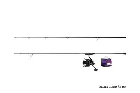 Delphin Kaprařský set CorsaBLACK Nero 3,6m 3lb 2díl + naviják CORZAR 8T + 0,30mm