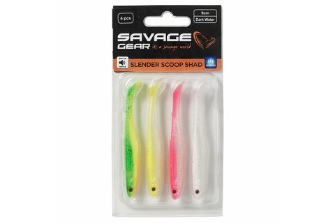 Savage Gear Gumová nástraha Slender Scoop Shad Dark Water Mix 4ks