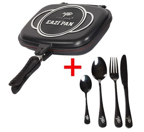 Giants fishing Akční set Pánev na vaření Eazi Pan Large + Sada nerezových příborů
