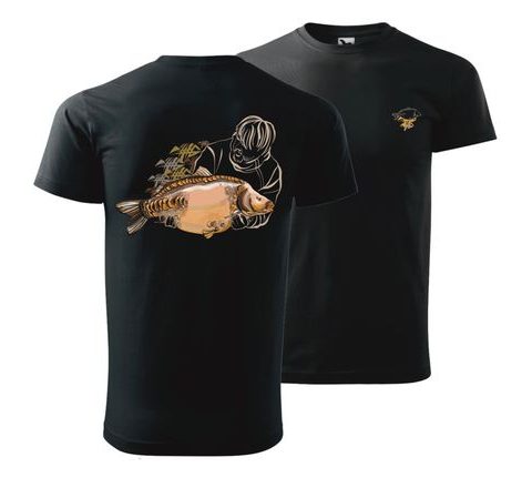 Giants fishing Tričko pánské černé Lysec s rybářem
