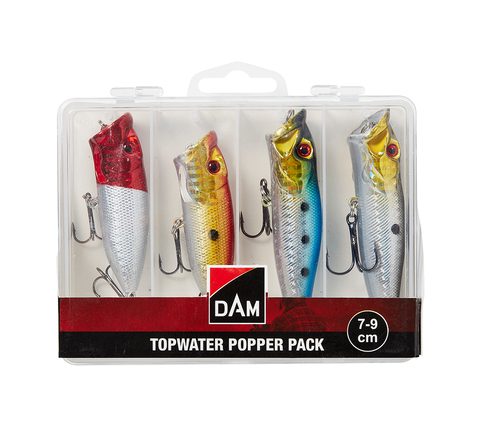 DAM Sada wobleru Topwater Popper Pack Box 7-9cm 4ks