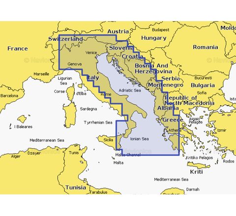 Navionics+ Mapy Itálie, Jaderské moře