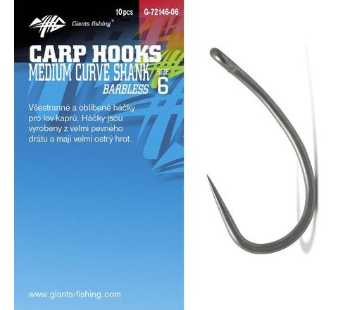 Giants Fishing Háčik s očkom bez protihrotu Medium Curve Shank 10ks