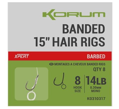 Korum Hotové nadväzce Banded Hair Rigs 15" 8ks