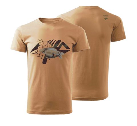 Giants fishing Tričko pánské béžové Rybář s kaprem