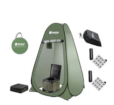 Holdcarp Set Skládací přenosná toaleta Portable Toi BIG + Toilet & Shower Tent + Toi Gabrage Kit BIG