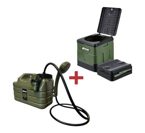 Holdcarp Hygienický Set Portable Toi + Rechargeable Camping Shower 11L