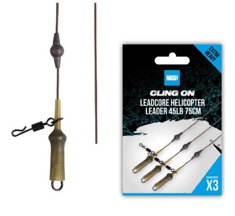 Nash Montáž Cling On Leadcore Helicopter Leader 75 cm 45 lb 3 ks