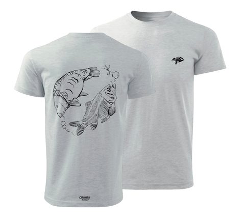 Giants fishing Tričko pánské šedé Kapr s kostrou