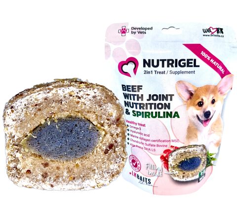 LK Baits Pet Pamlsek Nutrigel Dog Hovězí s kloubní výživou a spirulinou